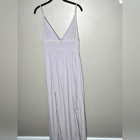 Renn Minimalist Boho Luxe Lilac Beige Maxi Dress, Medium - Picture 1 of 6